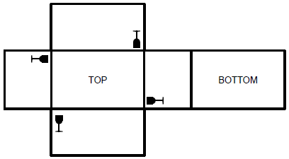 박스 표면의 Fragile 표시 위치