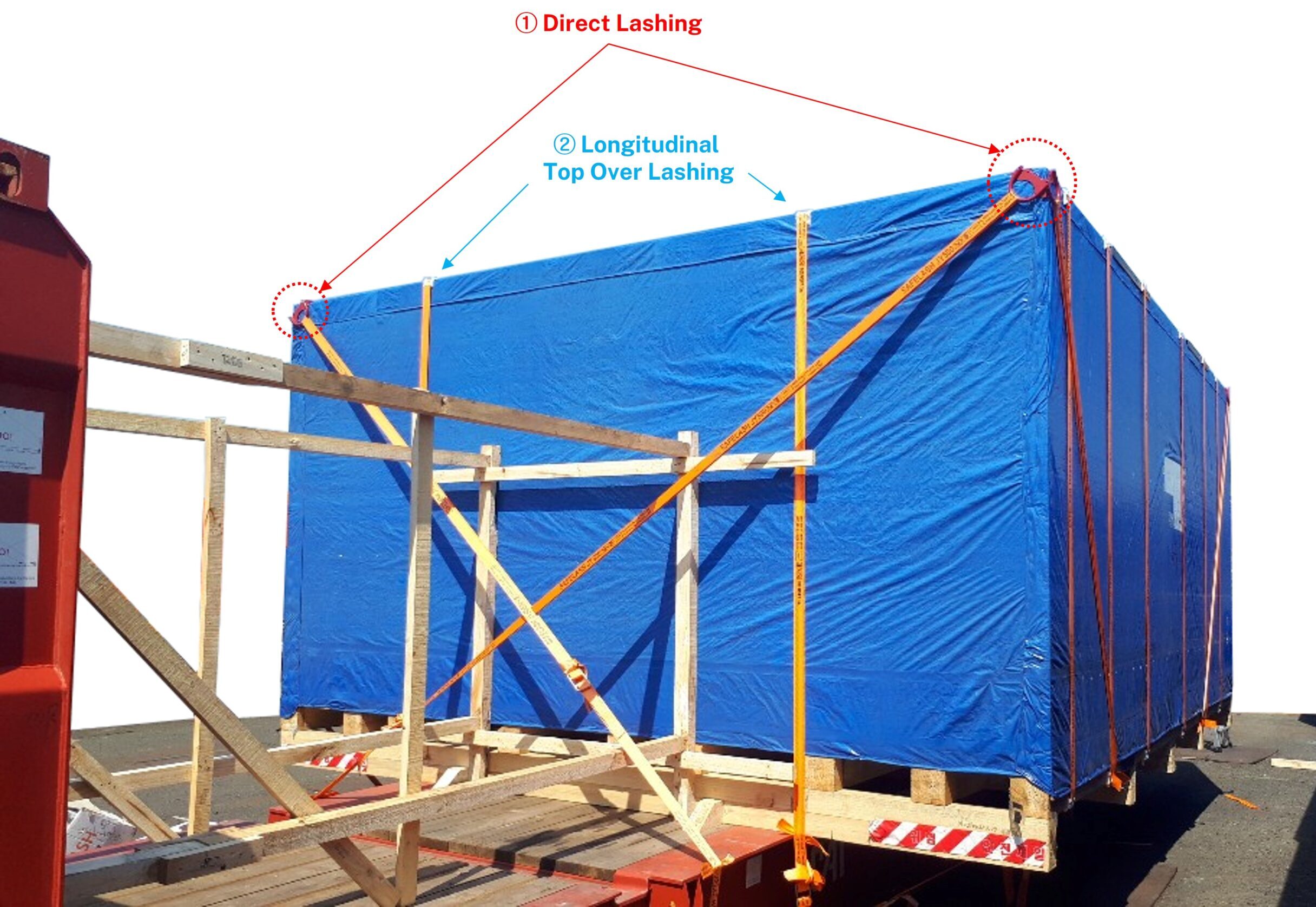 OOG 화물의 Corner lashing plate를 활용한 Direct lashing