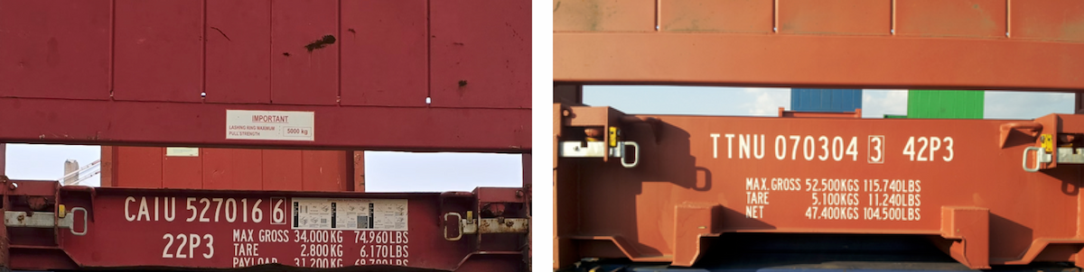 Flat rack 컨테이너의 Max payload 표시 Decal