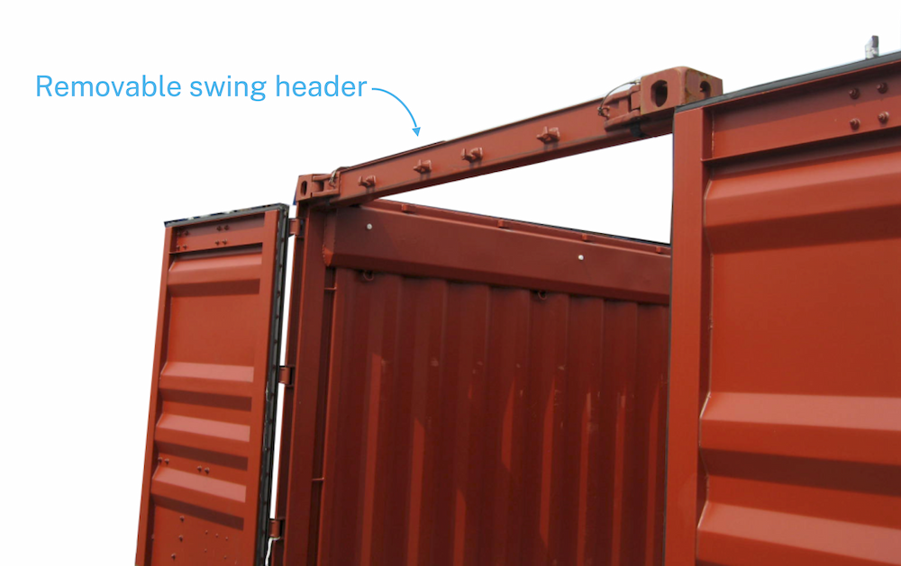 Open Top 컨테이너의 Door 상부의 탈착식 Removable swing header